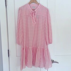 J.Crew Beach Tunic In Gingham- Cool Pink- Size Medium